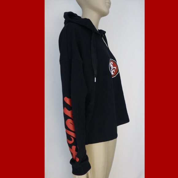 SF 49ers DKNY Sport Black Cropped Suzy Pullover Hoodie - Picture 4 of 16